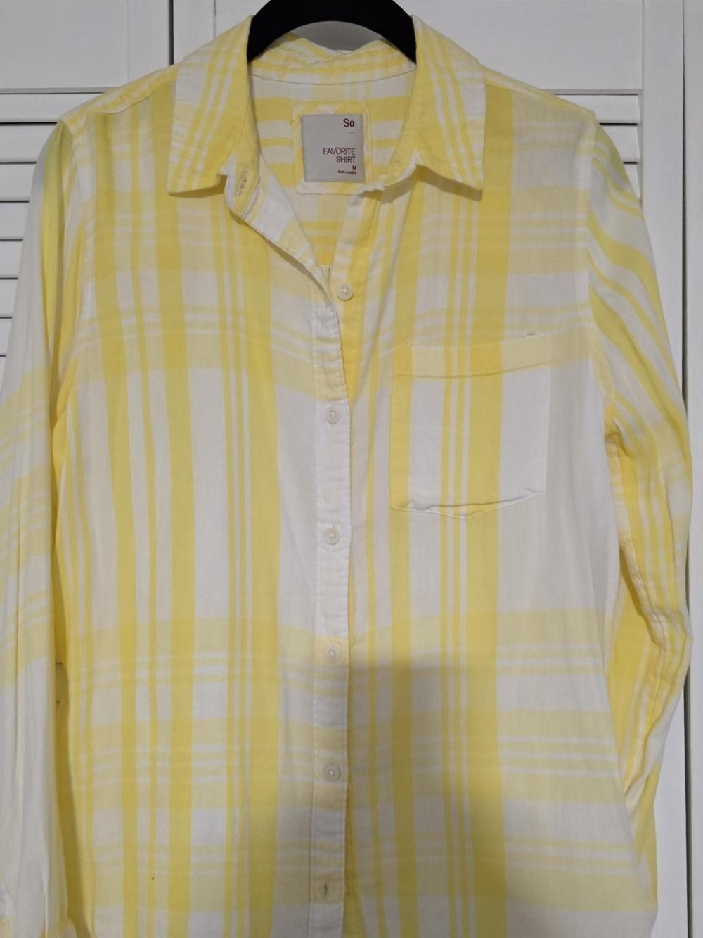 So Lightweight Yellow & White Plaid Button-Up Shirt